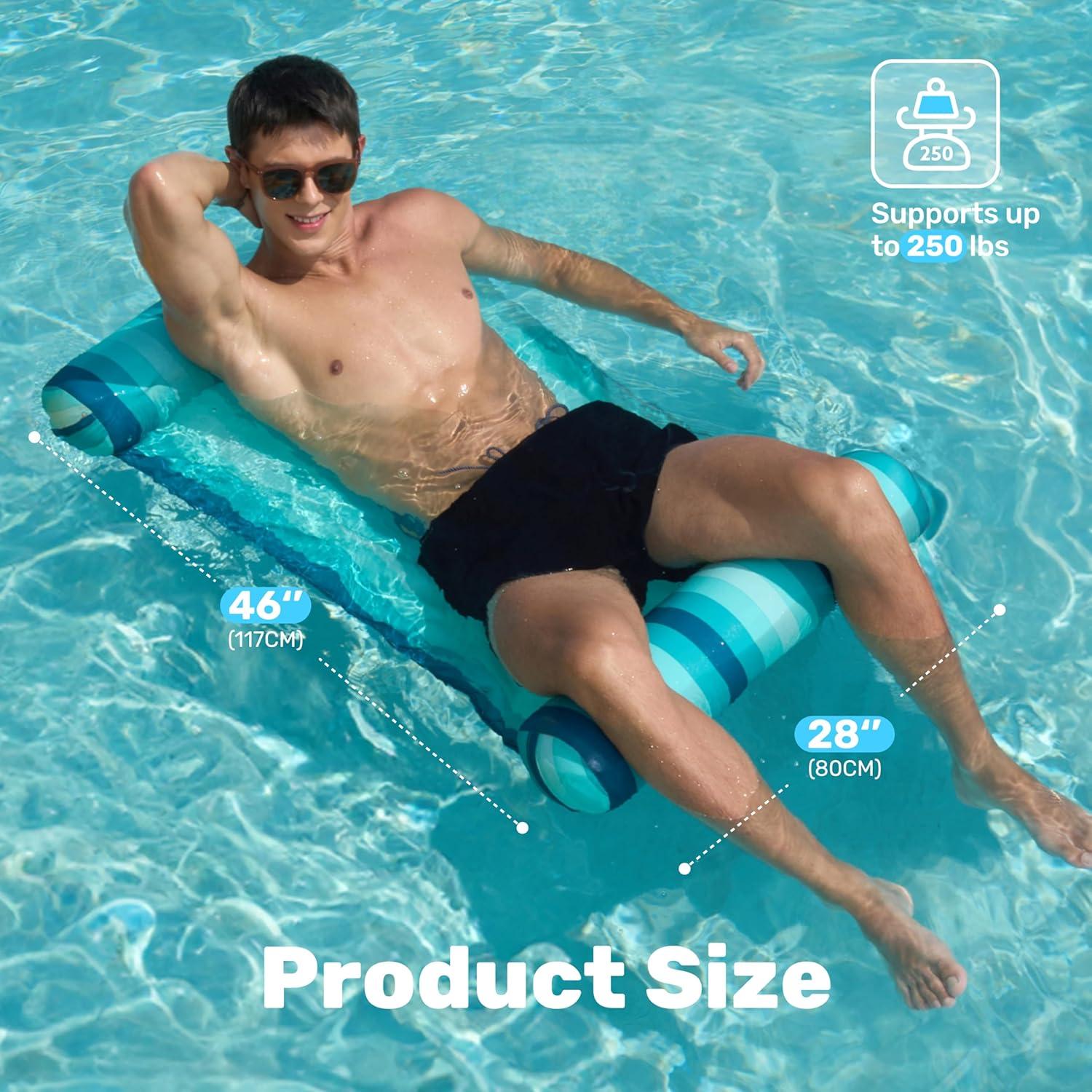 imageSloosh 3 Pack 4in1 Inflatable Pool Floats Water Hammock Lounges MultiPurpose Swimming Pool Accessories Saddle Lounge Chair Drifter for Pool Lake Outdoor BeachCyanOrangeRed