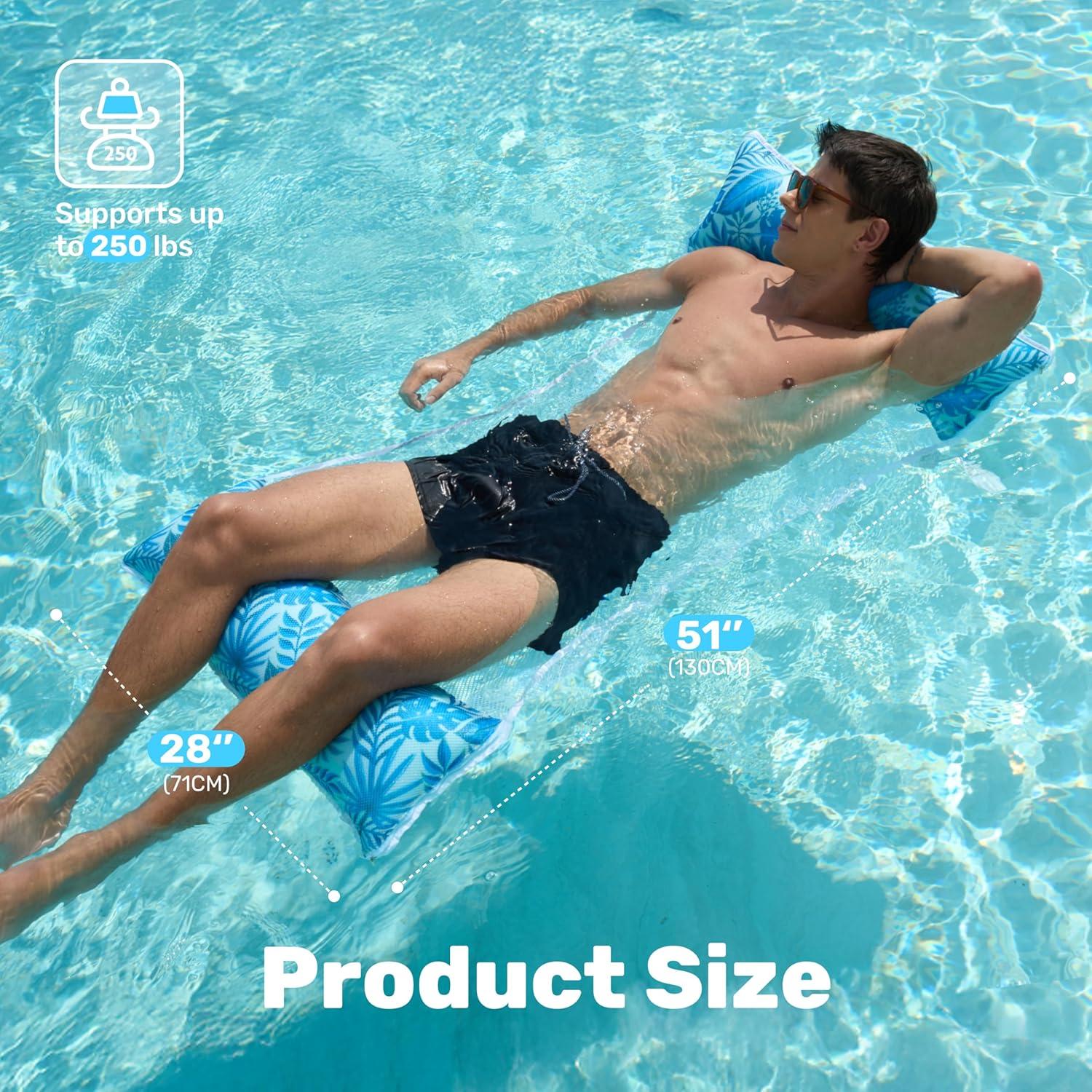 imageSloosh 3 Pack Inflatable Pool Float Hammock Water Lounges MultiPurpose Swimming Pool Accessories Saddle Lounge Chair Hammock Drifter Lake Outdoor BeachCyanPurpleGreen