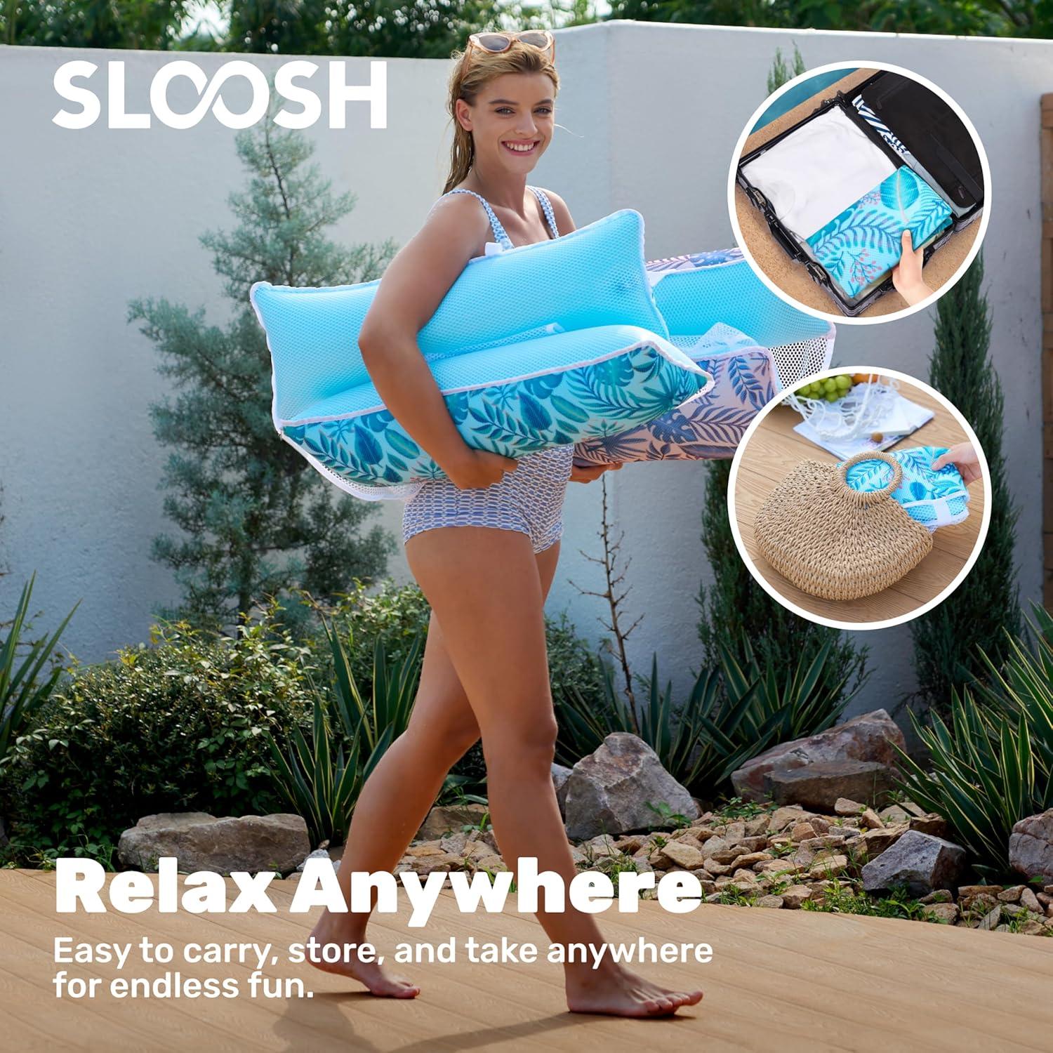 imageSloosh 3 Pack Inflatable Pool Float Hammock Water Lounges MultiPurpose Swimming Pool Accessories Saddle Lounge Chair Hammock Drifter Lake Outdoor BeachCyanPurpleGreen