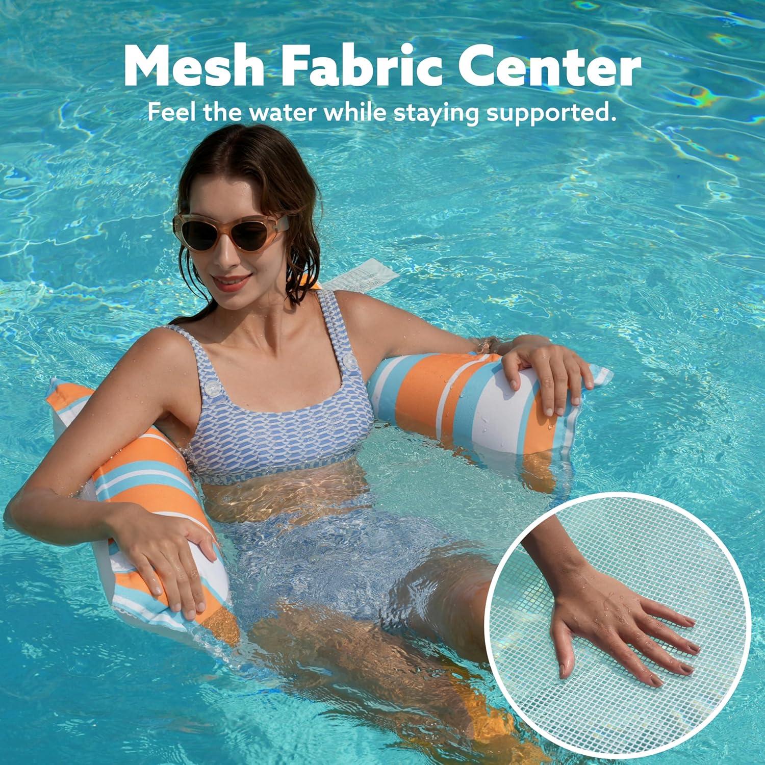 imageSloosh 3 Pack Inflatable Pool Float Hammock Water Lounges MultiPurpose Swimming Pool Accessories Saddle Lounge Chair Hammock Drifter Lake Outdoor BeachDark BlueYellowOrange