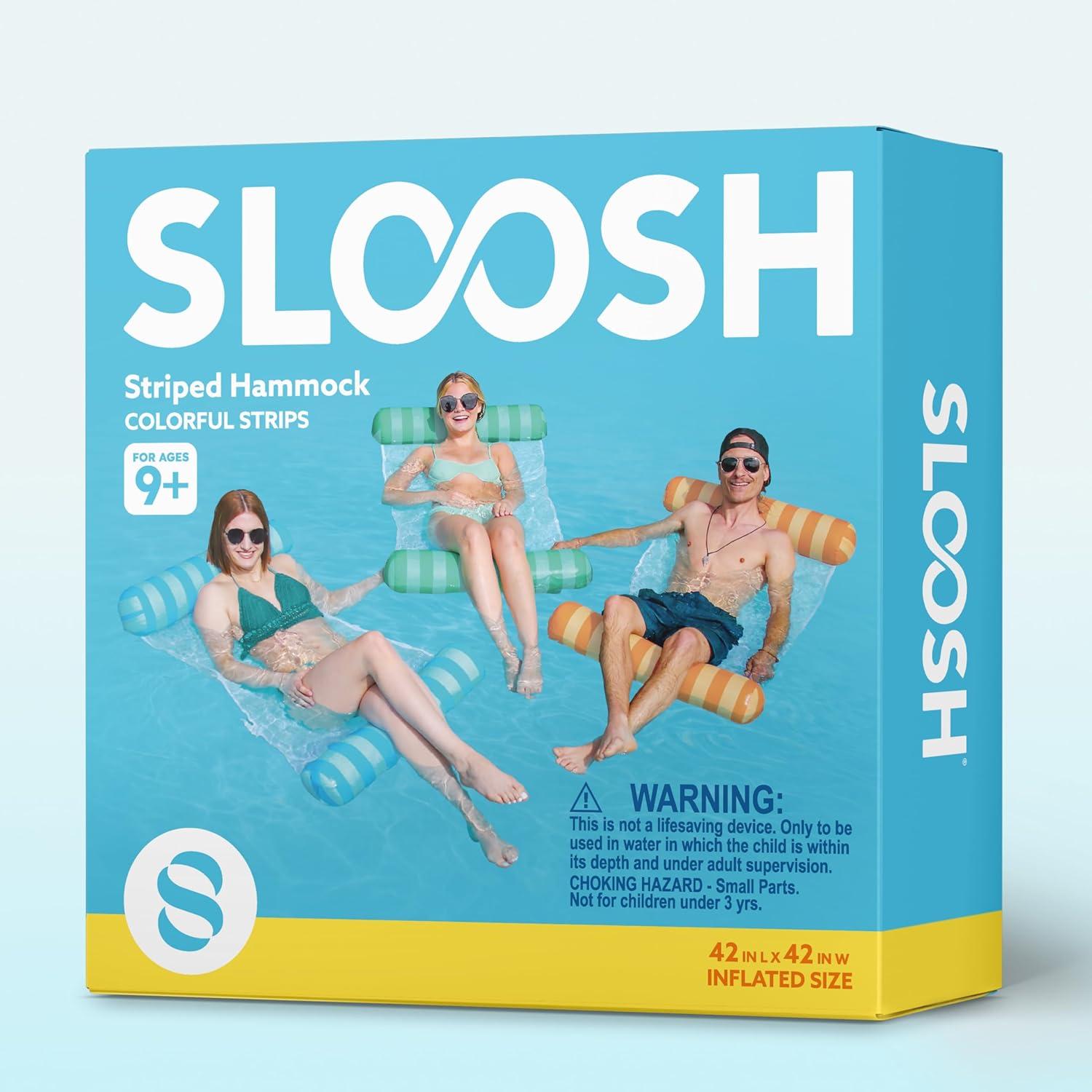 imageSloosh 3 Pack Inflatable Pool Float Hammock Water Lounges MultiPurpose Swimming Pool Accessories Saddle Lounge Chair Hammock Drifter Lake Outdoor BeachOrangeGreenBlue