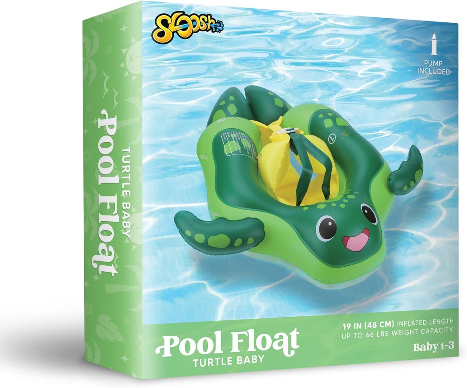 imageSloosh Baby Swimming Floats with Removable Sun Canopy Inflatable Baby Pool Float Sea Turtle Design Infant Swim Float Ring Swimming Pool Accessories for Age 636 MonthsLarge