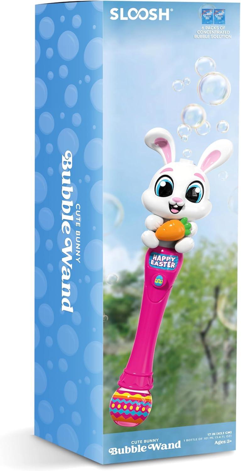 imageSloosh Easter Bunny Bubble Wand for Kids Ages3 Light Up Automatic Bubble Maker with LED amp Sound Effect for Toddler Birthday Party Gifts Outdoor Easter Basket Stuffers