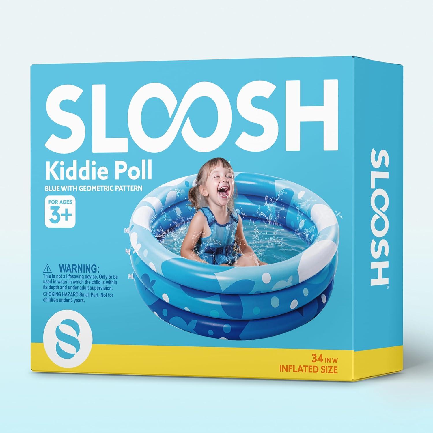 imageSloosh Inflatable Kiddie Pool 34x10 Blow Up Kid Swimming Pool3 Rings Blue Baby Pool for ToddlerPlay Pit for Dog with Geometric Pattern for Summer Water Party Backyard GardenFishFish