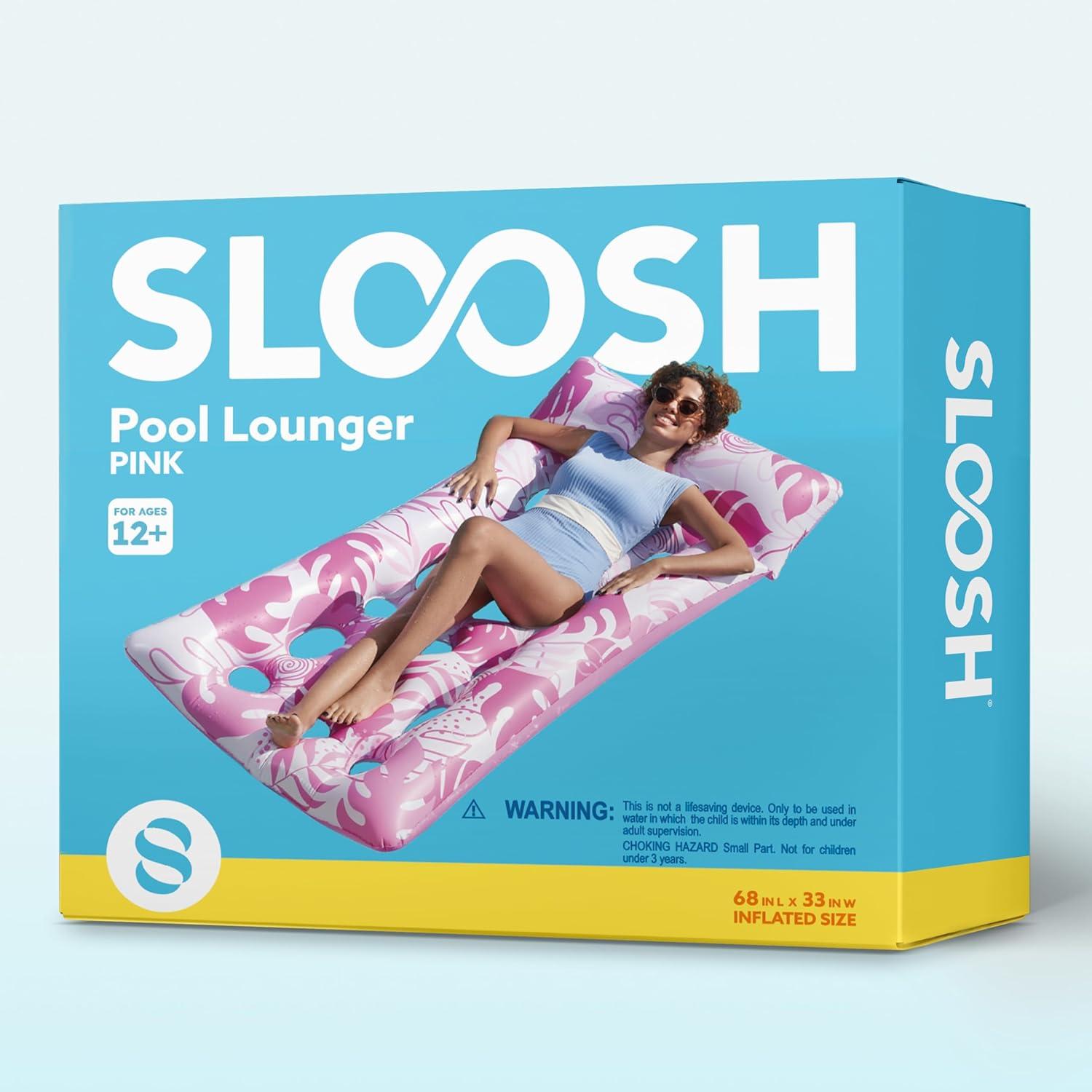 imageSloosh Inflatable Pool Floats Adults Large Pool Float Tanning Raft with Headrest Keep Cool Above Water Swimming Pool Floaties Beach Lake Party SuppliesPink