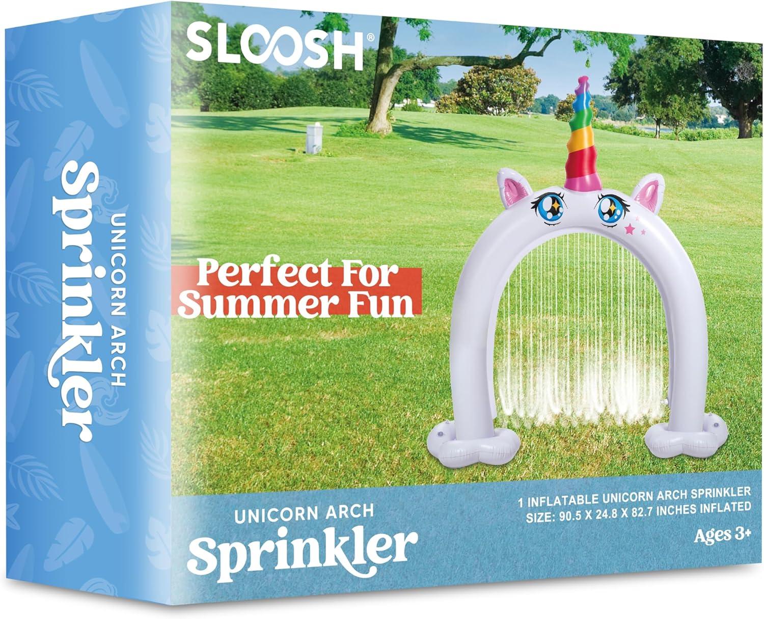 imageSloosh Inflatable Ride a Unicorn Costume Sprinkler Arch Water Toys Sprinkler for Kids Outdoor Play Summer Water Party Supplies Backyard Outside Games Activities 8265