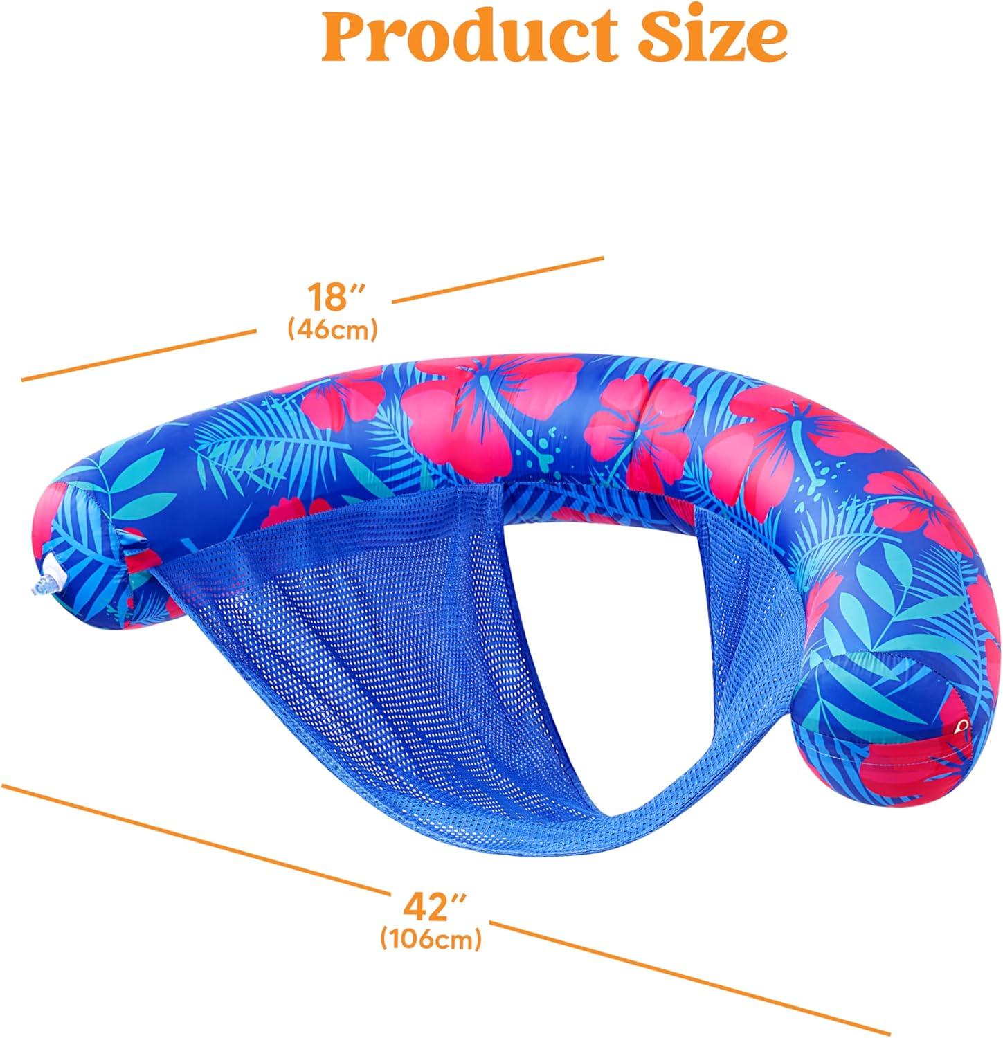 imageSloosh Pool Floats Adult 2 Pack Inflatable Noodle Chair with Sling Soft Fabric Floating Pool Float Lounge for Summer Water FunFlower Leaves