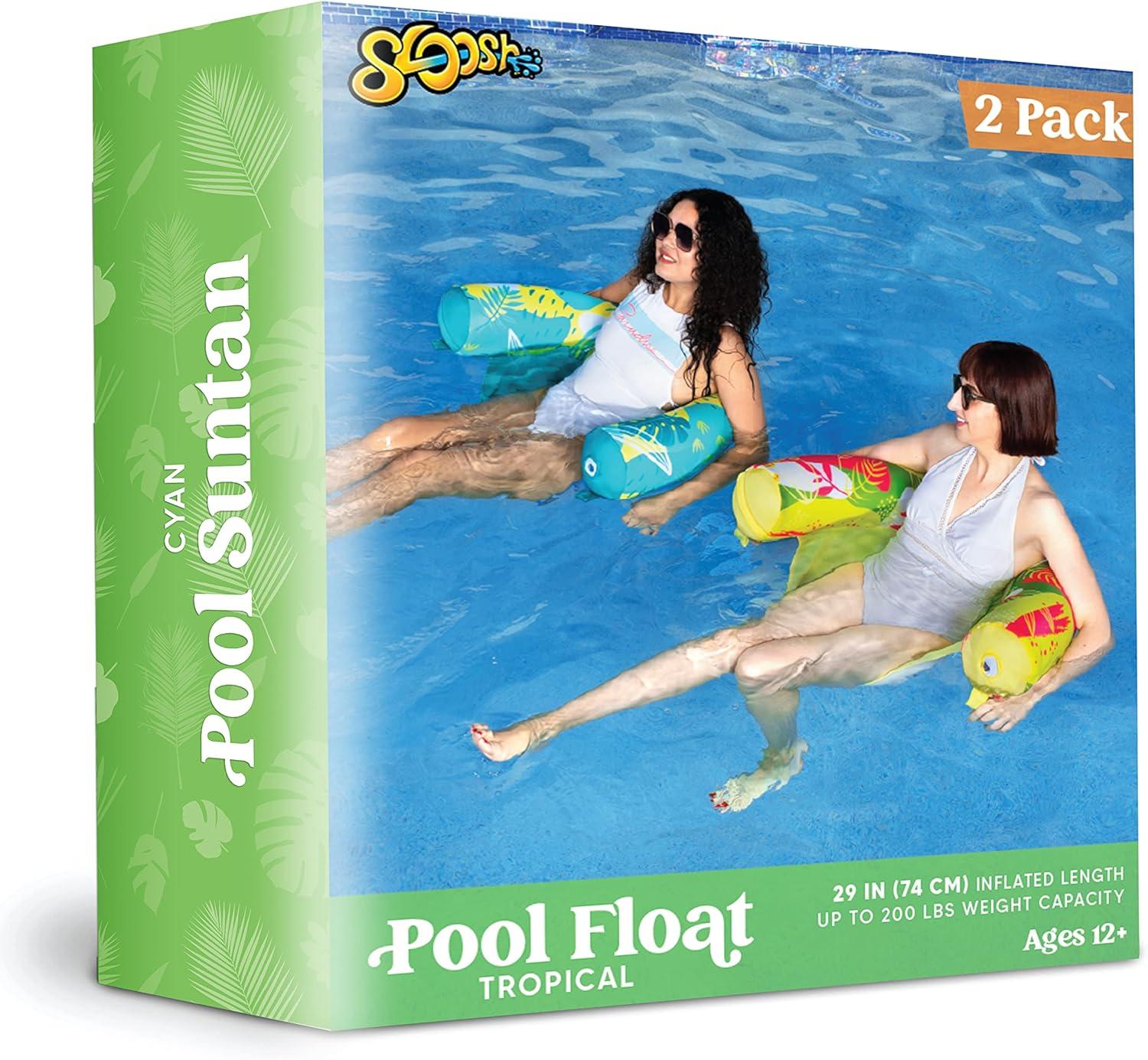 imageSloosh Pool Floats Adult 2 Pack Inflatable Noodle Chair with Sling Soft Fabric Floating Pool Float Lounge for Summer Water FunSummer Leaves