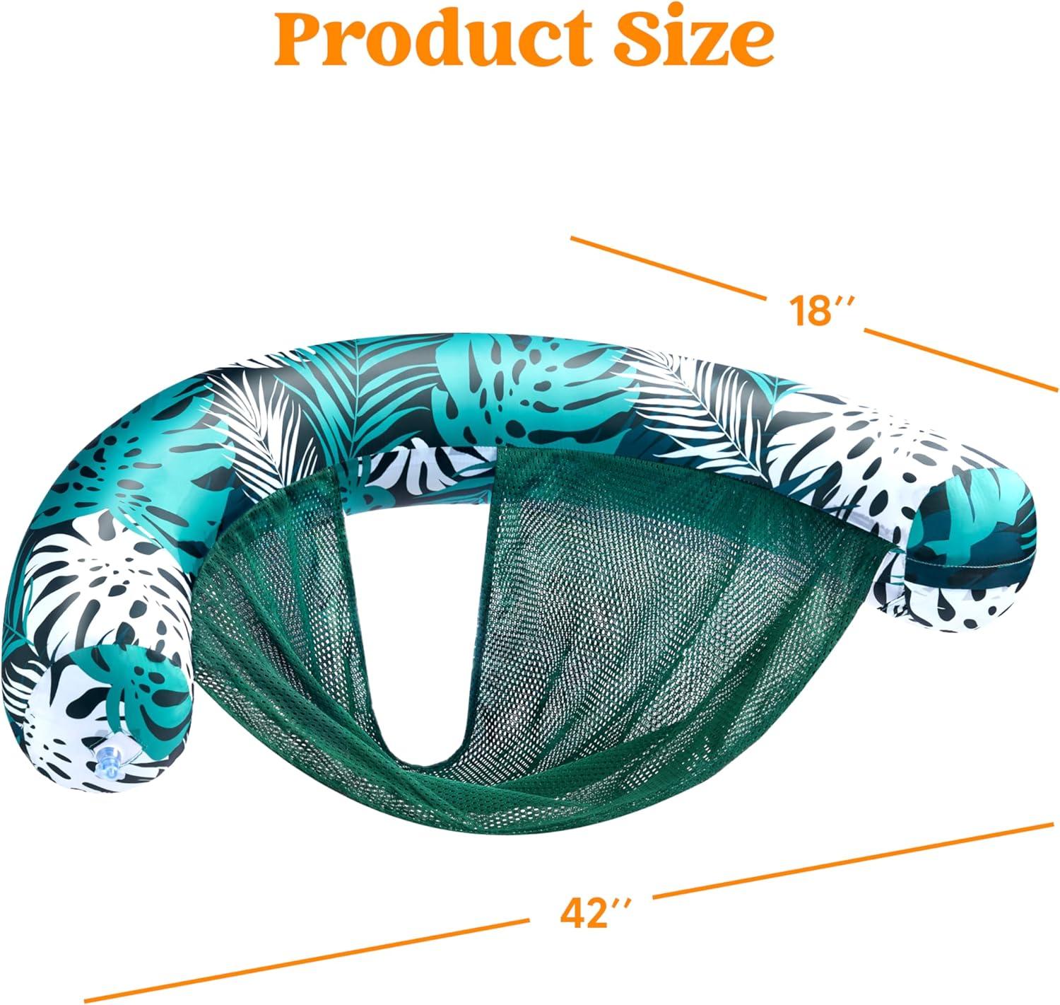 imageSloosh Pool Floats Adult 2 Pack Inflatable Noodle Chair with Sling Soft Fabric Floating Pool Float Lounge for Summer Water FunTropical Leaves