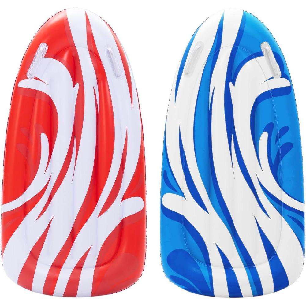 imageJOYIN 2 Pack Inflatable Body Boards for Water Slides Swimming Pool Floating Learn to Swim Summer Water Fun Toy for KidsRed Blue