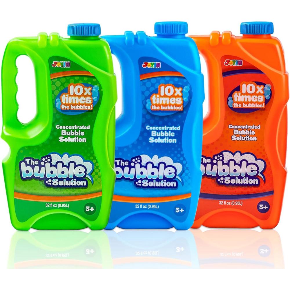 imageJOYIN 3 Packs 32 oz Bubble Concentrated Solution up to 75 Gallon Refill Solution for Bubble Machine Wand Blaster Blower