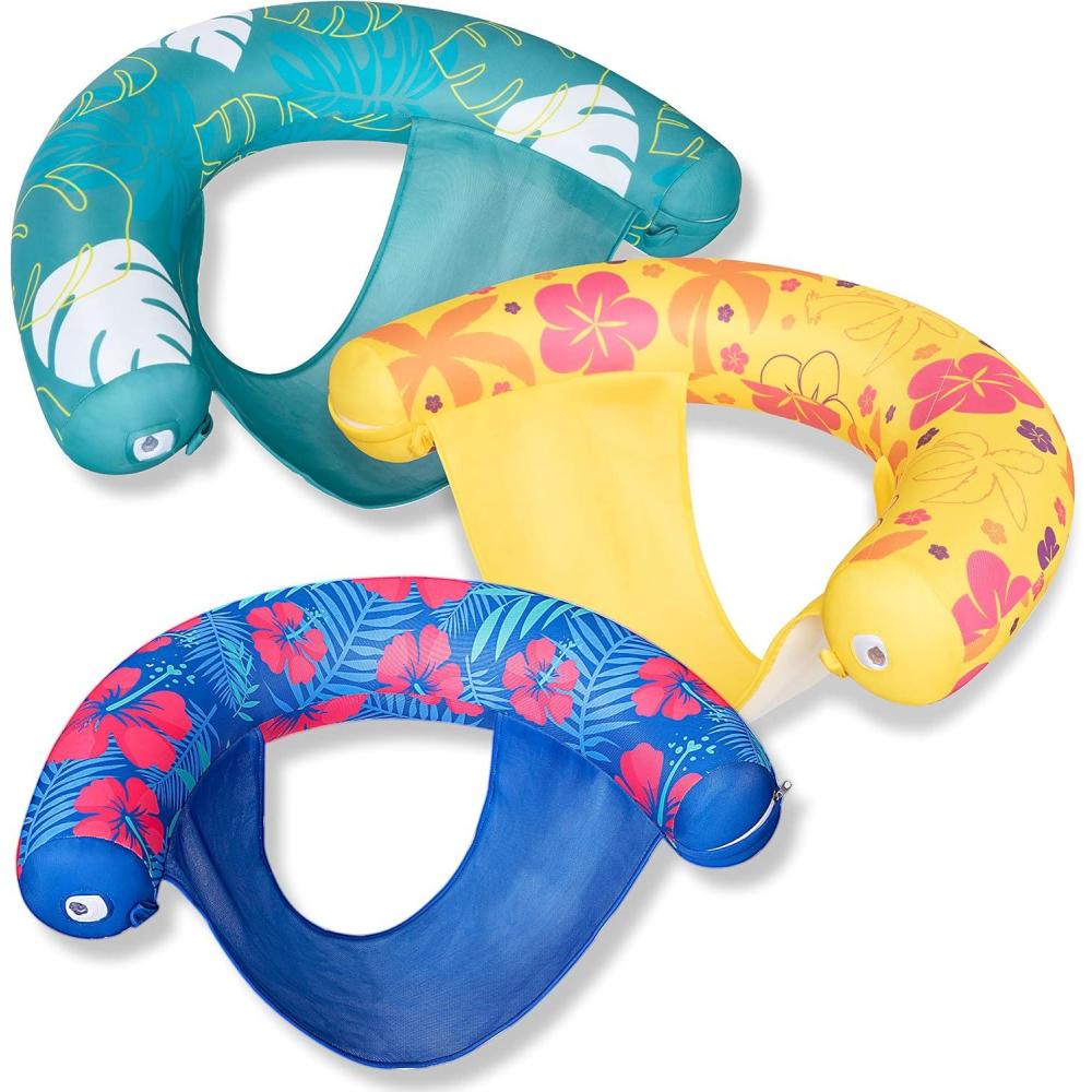 imageSLOOSH Inflatable Pool Noodle Chair 3 Packs Pool Floats Noodle Sling Floatie Swimming Party Floating Chair for Adult Party Summer Water FunLeaf and flower