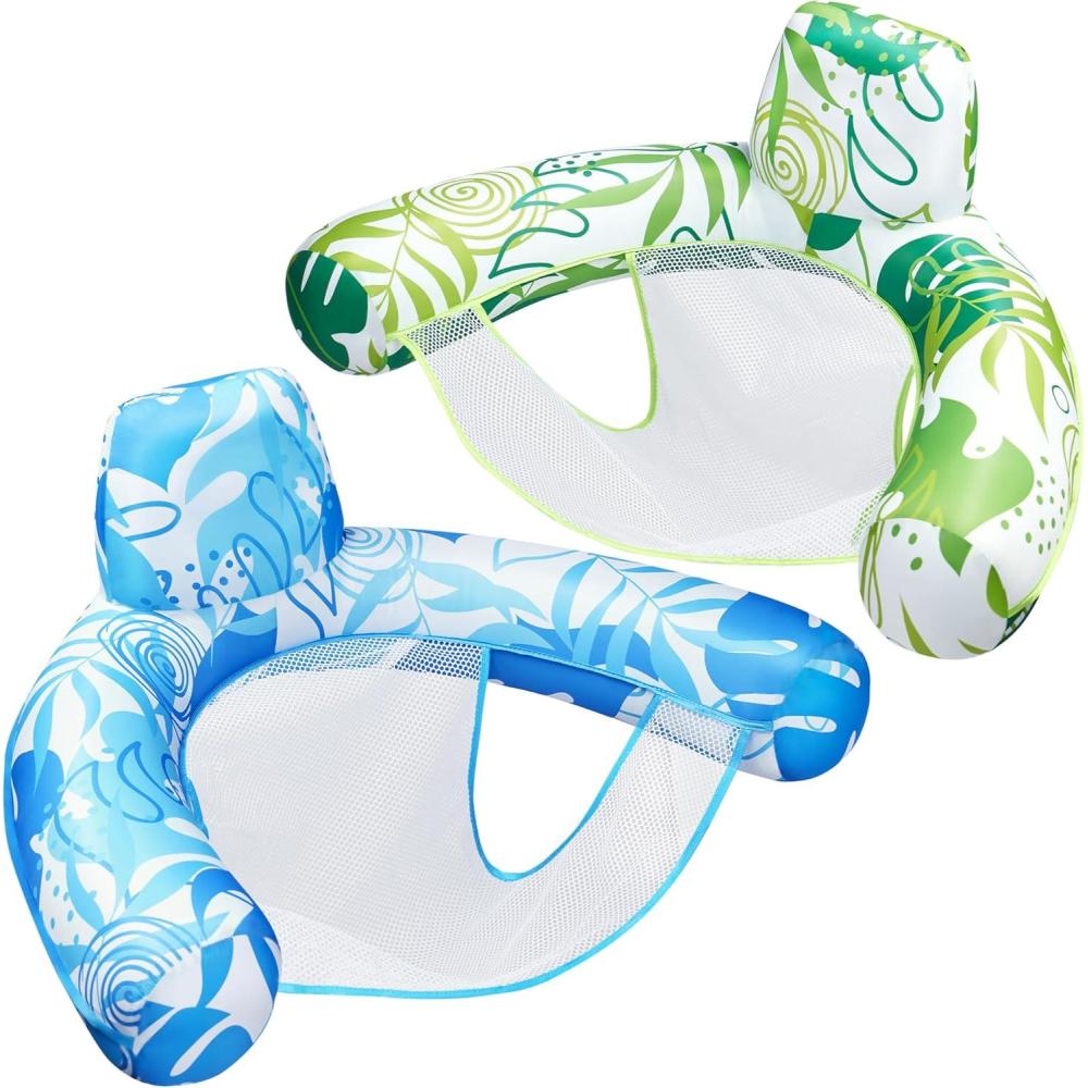 imageSLOOSH Pool Floats Chairs Adult2 Pack Floating Water Hammock ChairInflatable Lounge with headrest for AdultsBlow up Pool Noodles Floats for Swimming Party Summer Water Fun