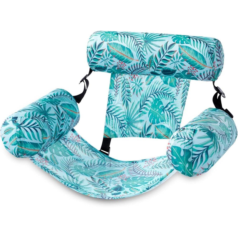 imageSLOOSH Pool Floats Chairs AdultInflatable Pool LoungePlant Pattern Floating Mat HammockBlow up Water Chairs Noodles rafts for Party Summer Water Beach FunTropical leaves