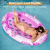 Inflatable Tanning Pool Floats Adult – Sloosh Oval Tanning Float Lounger for Adults Raft, Sunbathing Lounge Cool Water Party Toys Lake Beach Swimming Pool Sun Tan Tube with Backrest Cup Holders (Blue)(Pink)