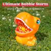 JOYIN Dinosaur Bubble Machine, Bubble Machine Gun Blower with Solutions for Kids, Summer Outdoor Indoor Toy, Dinosaur Party Favor, Kids Birthday Gift (Green)(Orange)