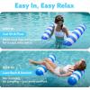 SLOOSH 2 Packs Hammock Pool Floats Adults, 4-in-1 Multi-Purpose Inflatable Pool Floats PVC Water Hammock Lounge Floaties(Strip-Blue  Navyblue)