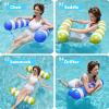 SLOOSH 2 Packs Hammock Pool Floats Adults, 4-in-1 Multi-Purpose Inflatable Pool Floats PVC Water Hammock Lounge Floaties(Strip-Blue  Retrogreen)