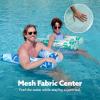 SLOOSH 2 Packs Hammock Pool Floats Adults, 4-in-1 Multi-Purpose Inflatable Pool Floats PVC Water Hammock Lounge Floaties(Tropical Leaves-Blue  Cyan)