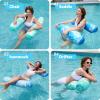 SLOOSH 2 Packs Hammock Pool Floats Adults, 4-in-1 Multi-Purpose Inflatable Pool Floats PVC Water Hammock Lounge Floaties(Tropical Leaves-Blue  Cyan)