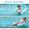 SLOOSH 2 Packs Hammock Pool Floats Adults, 4-in-1 Multi-Purpose Inflatable Pool Floats PVC Water Hammock Lounge Floaties(Tropical Leaves-Blue  Cyan)