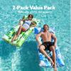 SLOOSH 2-Pack Inflatable Pool Floats Mat – XL Pool Floaties Adults Size with Headrest, Sun Tanning Raft Lake Beach Swimming Pool Party Toys Floating Lounge Above Water Keep Cool(Blue/Green)