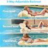 SLOOSH Adjustable Backrest Pool Floats – Tropical Leaves Pool Lounger Floaties Adults with Cup Holders, Inflatable Tanning Float Rafts Chair Beach Lake Lounge Floating Above Water Keep Cool (Pink)(Champagne)