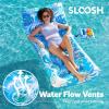 SLOOSH Adjustable Backrest Pool Floats – Tropical Leaves Pool Lounger Floaties Adults with Cup Holders, Inflatable Tanning Float Rafts Chair Beach Lake Lounge Floating Above Water Keep Cool (Pink)(Blue)