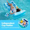 SLOOSH Adjustable Backrest Pool Floats – Tropical Leaves Pool Lounger Floaties Adults with Cup Holders, Inflatable Tanning Float Rafts Chair Beach Lake Lounge Floating Above Water Keep Cool (Pink)(Blue)