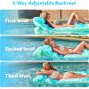 SLOOSH Adjustable Backrest Pool Floats – Tropical Leaves Pool Lounger Floaties Adults with Cup Holders, Inflatable Tanning Float Rafts Chair Beach Lake Lounge Floating Above Water Keep Cool (Pink)(Cyan)
