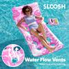 SLOOSH Adjustable Backrest Pool Floats – Tropical Leaves Pool Lounger Floaties Adults with Cup Holders, Inflatable Tanning Float Rafts Chair Beach Lake Lounge Floating Above Water Keep Cool (Pink)(Pink)