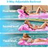 SLOOSH Adjustable Backrest Pool Floats – Tropical Leaves Pool Lounger Floaties Adults with Cup Holders, Inflatable Tanning Float Rafts Chair Beach Lake Lounge Floating Above Water Keep Cool (Pink)(Pink)