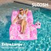 SLOOSH Inflatable Pool Floats Adult – Extreme Comfort Pool Lounge Chair with Detachable Cup Holder, Heavy Duty Lounger Floating Recliner Blow Up Floaties Water Floaty Lake Beach Tanning Float(Pink)