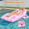 SLOOSH Inflatable Pool Floats Adult – Extreme Comfort Pool Lounge Chair with Detachable Cup Holder, Heavy Duty Lounger Floating Recliner Blow Up Floaties Water Floaty Lake Beach Tanning Float(Pink)