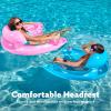 SLOOSH Inflatable Pool Floats Adult,2 Pack Pool Chairs with Cup Holders,Blow up Floats Chair,Hammock Noodle Mat for Relaxing Summer Water Fun Swimming Party Beach(Pure Blue Pink)