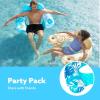 SLOOSH Inflatable Pool Floats Adult,2 Pack Pool Chairs with Cup Holders,Blow up Floats Chair,Hammock Noodle Mat for Relaxing Summer Water Fun Swimming Party Beach(Leaves Design Blue Champagne)
