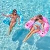 SLOOSH Inflatable Pool Floats Adult,2 Pack Pool Chairs with Cup Holders,Blow up Floats Chair,Hammock Noodle Mat for Relaxing Summer Water Fun Swimming Party Beach(Leaves Design Blue Pink)