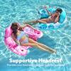 SLOOSH Inflatable Pool Floats Adult,2 Pack Pool Chairs with Cup Holders,Blow up Floats Chair,Hammock Noodle Mat for Relaxing Summer Water Fun Swimming Party Beach(Leaves Design Blue Pink)