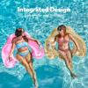 SLOOSH Inflatable Pool Floats Adult,2 Pack Pool Chairs with Cup Holders,Blow up Floats Chair,Hammock Noodle Mat for Relaxing Summer Water Fun Swimming Party Beach(Pure Pink Champagne)