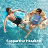 SLOOSH Inflatable Pool Floats Adult,2 Pack Pool Chairs with Cup Holders,Blow up Floats Chair,Hammock Noodle Mat for Relaxing Summer Water Fun Swimming Party Beach(Leaves Design Blue Champagne)