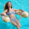 SLOOSH Inflatable Pool Floats Adult,Lounge Chair Adult with Plant Pattern,Floating Water Hammock,Blow up Pool Noodles Rafts for Relaxing Swimming Party Summer Water Beach Lake Fun(Champagne)