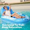SLOOSH Inflatable Pool Floats Lounger Adult, Pool Float Lounge Raft Floaties Water Floating Recliner Chair with Cup Holders Foot Rest Swimming Floaty(Blue)