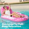 SLOOSH Inflatable Pool Floats Lounger Adult, Pool Float Lounge Raft Floaties Water Floating Recliner Chair with Cup Holders Foot Rest Swimming Floaty(Pink)