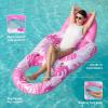 SLOOSH Inflatable Pool Floats Lounger Adult, Pool Float Lounge Raft Floaties Water Floating Recliner Chair with Cup Holders Foot Rest Swimming Floaty(Pink)