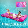 SLOOSH Inflatable Pool Floats Raft – XL Fabric Covered Pool Mat Lounger Floaties for Adults, Ultra Comfort Inflatable Water Float with Headrest for Beach Lake Swimming Pool Floating 68″X34″ (Pink)(Pink)
