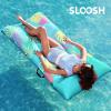 SLOOSH Inflatable Pool Floats Raft – XL Fabric Covered Pool Mat Lounger Floaties for Adults, Ultra Comfort Inflatable Water Float with Headrest for Beach Lake Swimming Pool Floating 68″X34″ (Pink)(Light Blue)