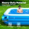 SLOOSH Inflatable Pool for Adults with Seats, 120″ x 72″ x 22″ Full-Sized Blow Up Durable Thickened Above Ground Family Pool, Large Swimming Pools for Backyard Garden Lawn Summer Water Party, Blue(Blue)