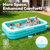 SLOOSH Inflatable Pool for Adults with Seats, 120″ x 72″ x 22″ Full-Sized Blow Up Durable Thickened Above Ground Family Pool, Large Swimming Pools for Backyard Garden Lawn Summer Water Party, Blue(Cyan)