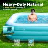 SLOOSH Inflatable Pool for Adults with Seats, 120″ x 72″ x 22″ Full-Sized Blow Up Durable Thickened Above Ground Family Pool, Large Swimming Pools for Backyard Garden Lawn Summer Water Party, Blue(Cyan)