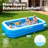 SLOOSH Inflatable Pool for Adults with Seats, 120″ x 72″ x 22″ Full-Sized Blow Up Durable Thickened Above Ground Family Pool, Large Swimming Pools for Backyard Garden Lawn Summer Water Party, Blue(Blue)